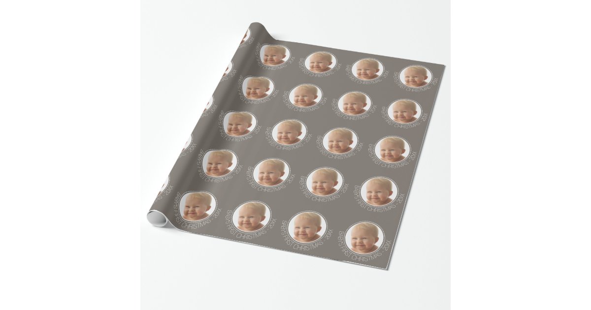 baby 39 s first christmas photo custom name and year wrapping babys first christmas wrapping paper