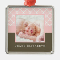 Baby's First Christmas Photo Frame Square Metal Christmas Ornament