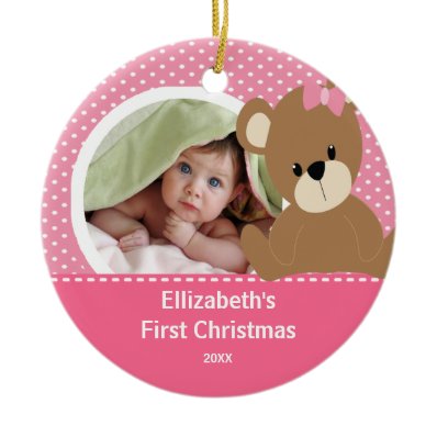 Babys First Christmas Photo Ornament Bear