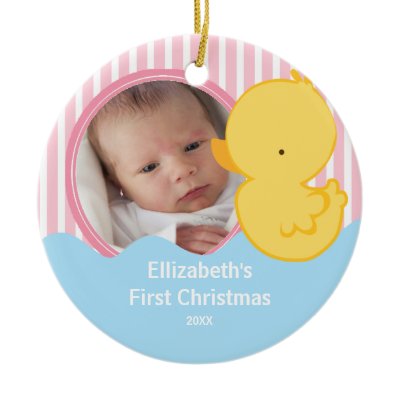 Babys First Christmas Photo Ornament Duck Boy