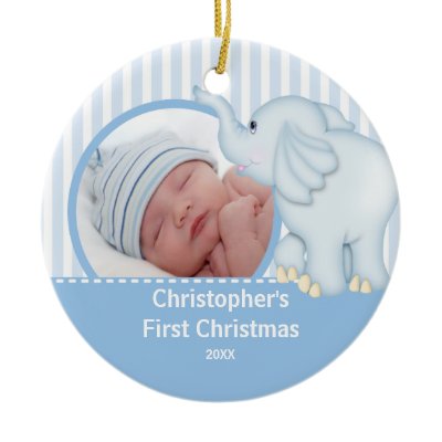 Babys First Christmas Photo Ornament Elelphant