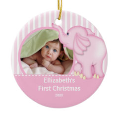 Babys First Christmas Photo Ornament Elephant