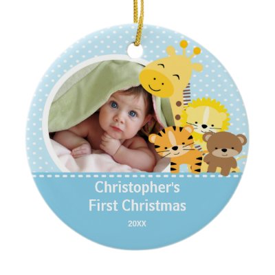 Babys First Christmas Photo Ornament Giraffe