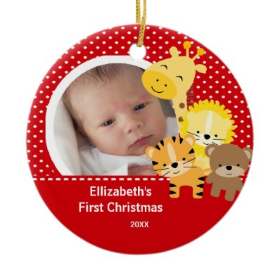 Babys First Christmas Photo Ornament Jungle Animal