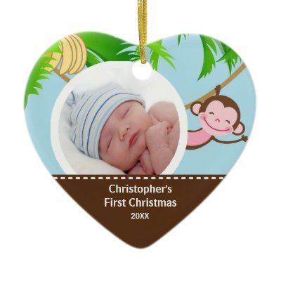 Baby's First Christmas Photo Ornament Monkey