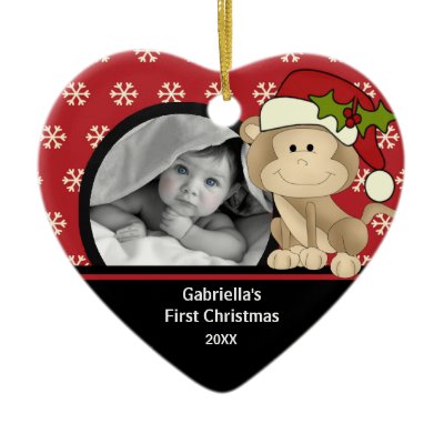 Babys First Christmas Photo Ornament Monkey