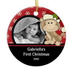 Babys First Christmas Photo Ornament Monkey