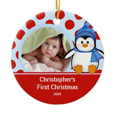 Baby's First Christmas Photo Ornament Penguin