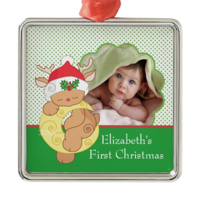 Baby's First Christmas Photo Ornament Reindeer by celebrateitornaments