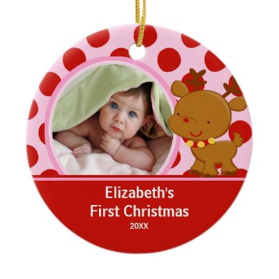 Baby&#39;s First Christmas Photo Ornament Reindeer