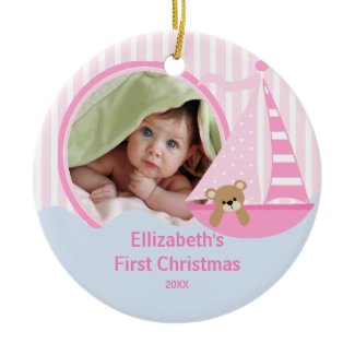 Babys First Christmas Photo Ornament Sailboat ornament
