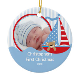 Babys First Christmas Photo Ornament Sailboat ornament