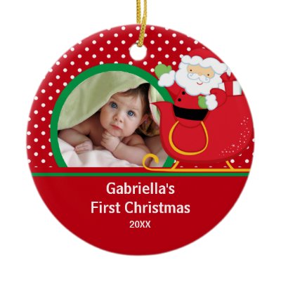 Babys First Christmas Photo Ornament Santa