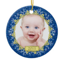 Baby's First Christmas Photo Ornament - Snowflakes