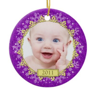 Baby&#39;s First Christmas Photo Ornament - Snowflakes