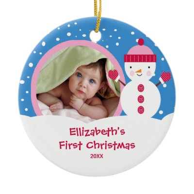 Babys First Christmas Photo Ornament Snowman