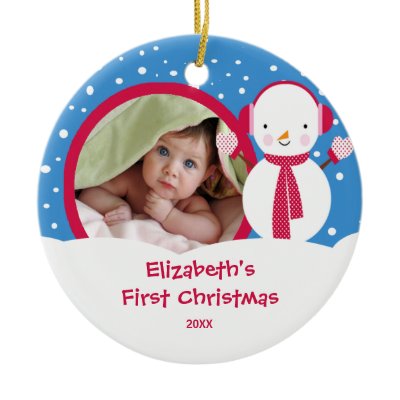 Baby's First Christmas Photo Ornament Snowman