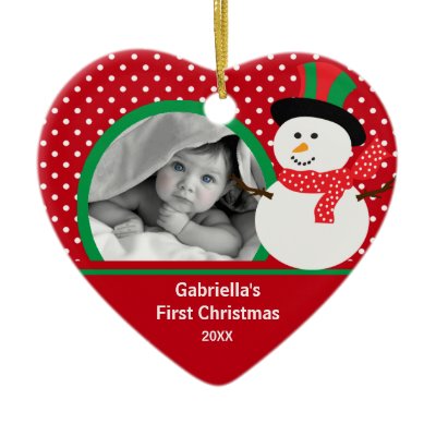 Babys First Christmas Photo Ornament Snowman