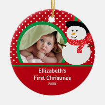 Babys First Christmas Photo Ornament Snowman
