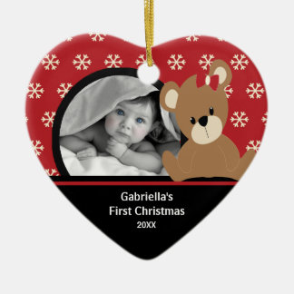 personalized teddy bear christmas ornament