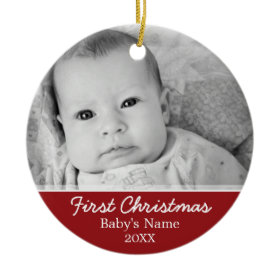 Baby's First Christmas Photo - Single Sided Double-Sided Ceramic Round Christmas Ornament