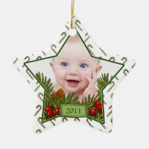 Baby's First Christmas Photo Xmas Ornament - Star