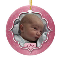 Baby's First Christmas Pink Photo Ornament
