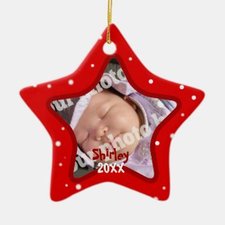 Baby's First Christmas Red Photo Frame Star Pic