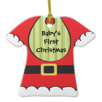 Baby's First Christmas Santa Bib Tee Ornament ornaments