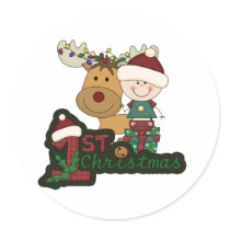 Baby's First Christmas Round Stickers