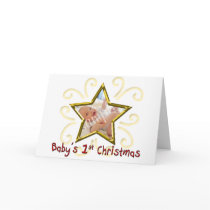 Baby's First Christmas White Photo Card