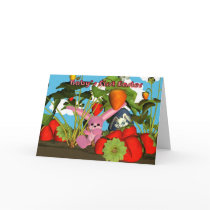 Baby's First Easter with pink bunny strawberries cards by moonlake Baby's First Easter with pink bunny strawberries cards