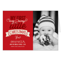 Baby's First Merry Little Christmas Photo Greeting Greeting Card