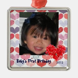 Baby's First Photo Ornament with Hearts