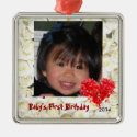 Baby's First Photo Ornament with Roses