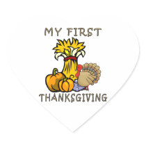 Baby's First Thanksgiving Heart Stickers