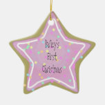 Baby's Pink Star Cookie with Sprinkles 1st  - Christmas Tree Ornament