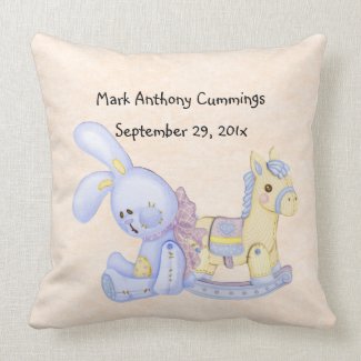 Baby&#39;s Rocking Horse &amp; Bunny American MoJo Pillow