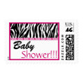 BabyShower Trendy Black White Pink Zebra Print stamp