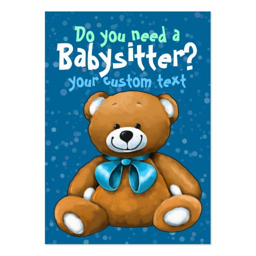 Babysitter Babysitting DayCare ChildCare Blue Business Cards (front side)