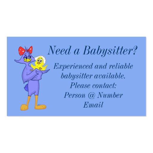Babysitter Business Card (front side)