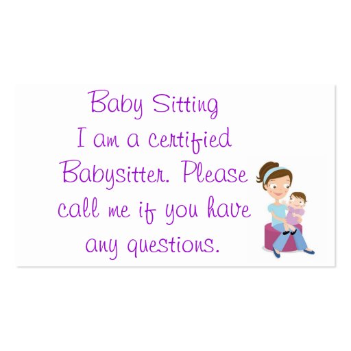 babysitter business card templates (front side)