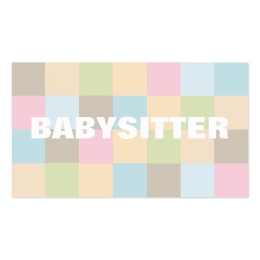 Babysitter business cards (front side)