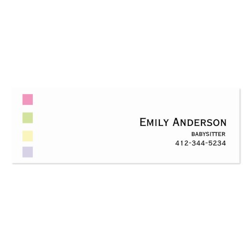 Babysitter Colorful Squares Business Card (front side)