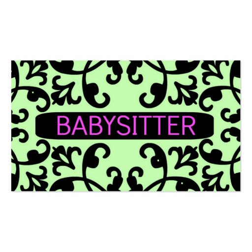 Babysitter Damask Business Card (front side)