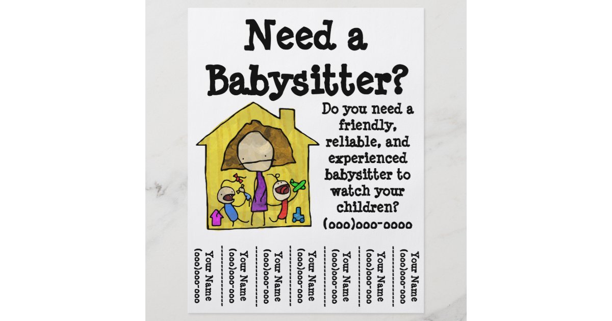 babysitter flyer zazzle looking for a sitter