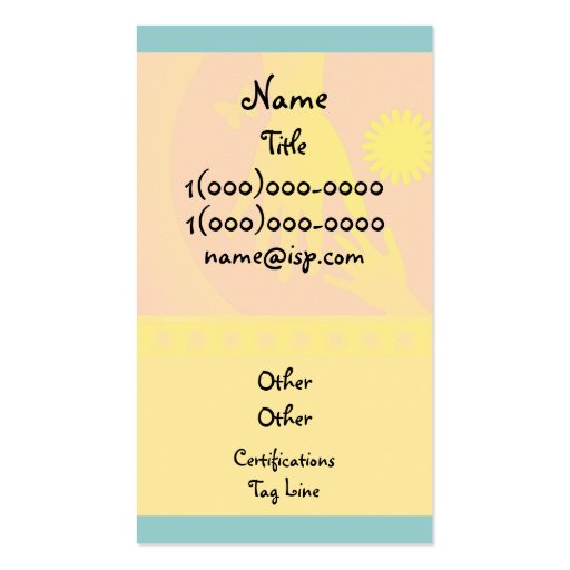 Babysitter Hands Yellow Orange Business Card Template (back side)