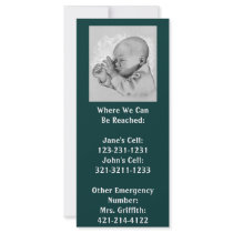 BABYSITTER INFO: PHONE NUMBERS RACK CARD rack cards by joyart BABYSITTER INFO: PHONE NUMBERS RACK CARD rack cards