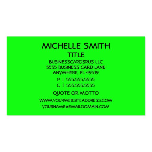 Babysitter Neon Green and Hot Pink Business Card (back side)