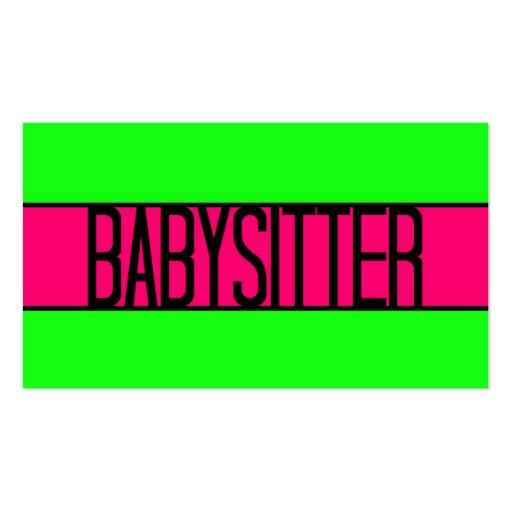 Babysitter Neon Green and Hot Pink Business Card (front side)